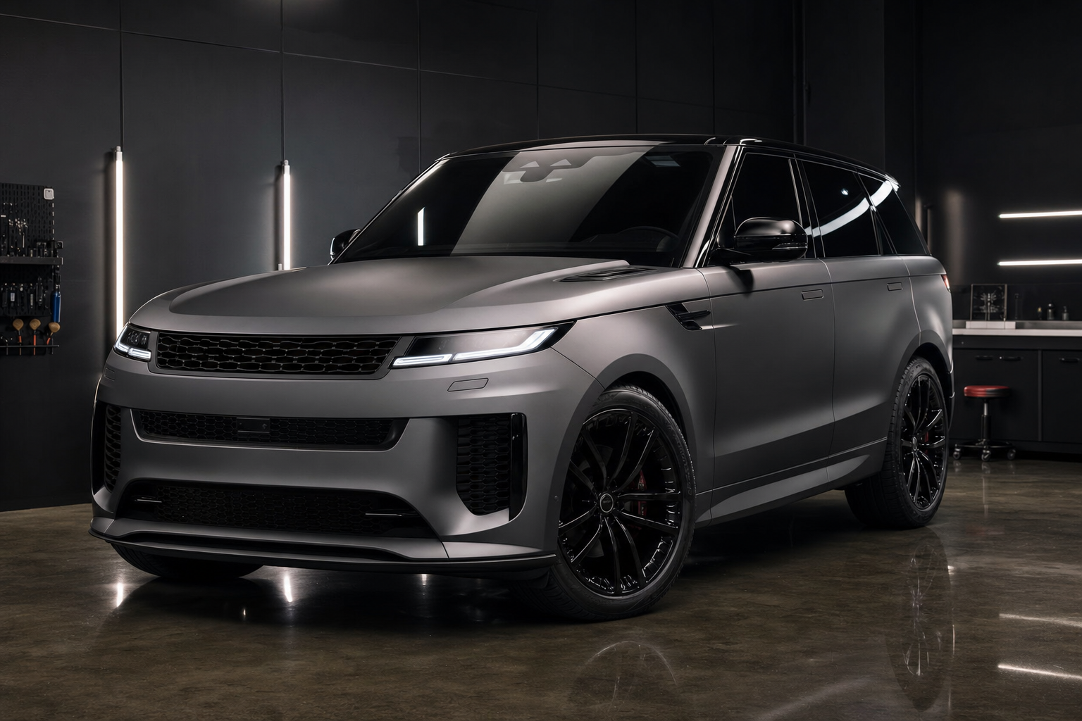 Matte grey Range Rover wrap detail
