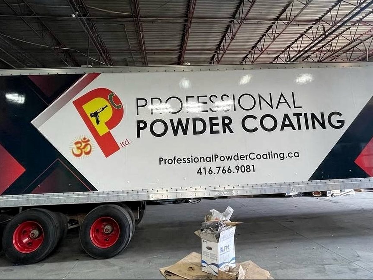 53-foot trailer wrapped for Professional Powder Coating