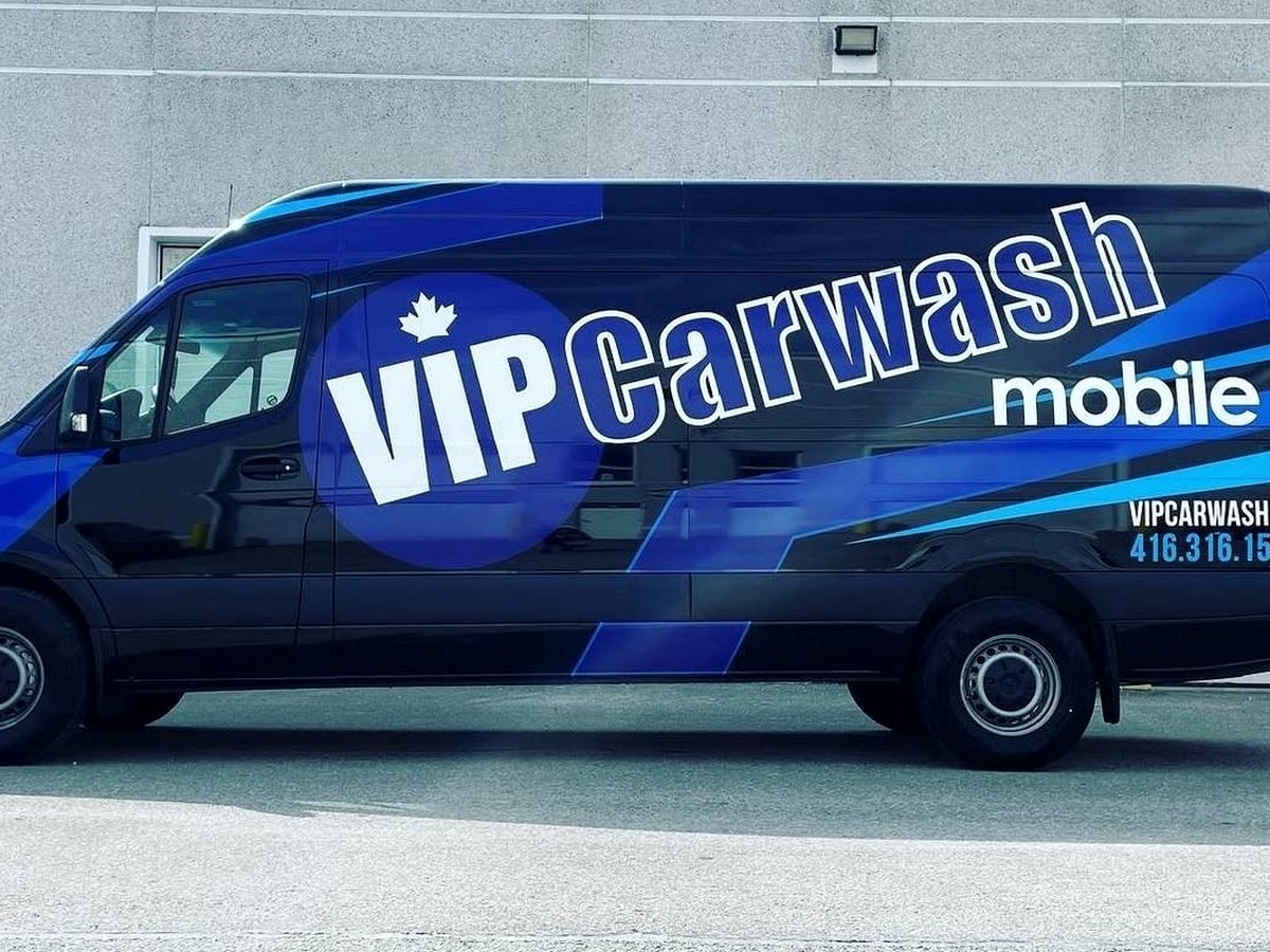 VIP Carwash branded Sprinter van fleet wrap