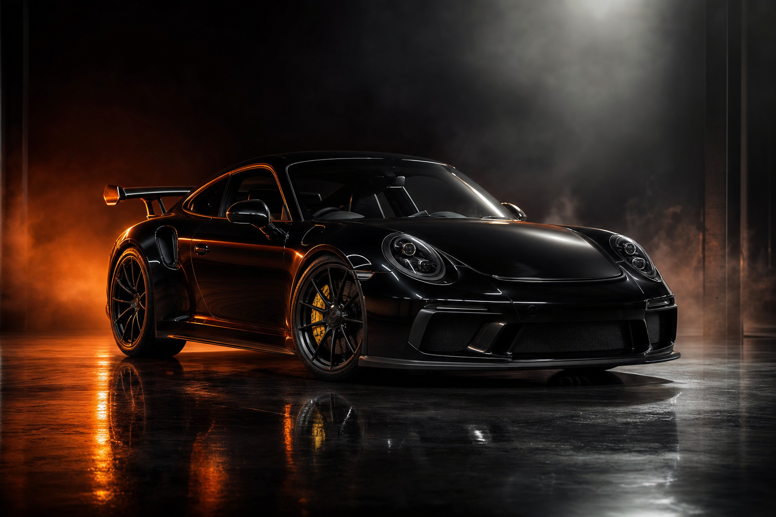 Black Porsche 911 GT3 in Marvel Car Clinic detailing studio
